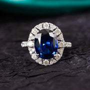 Madagascar Natural Royal Blue Sapphire Stone Ring 6.00ct, Diamond 0.84ct Platinum